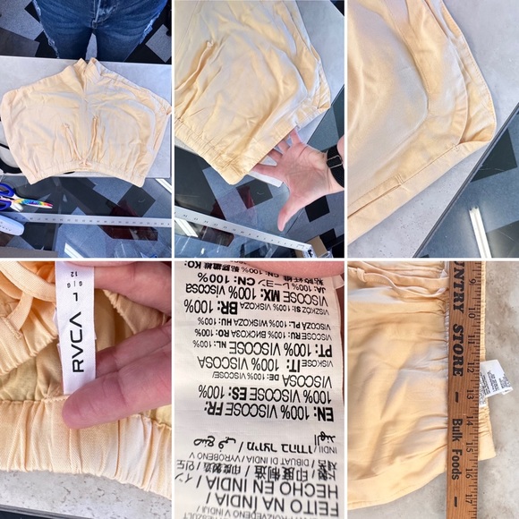 RVCA *NWT women's shorts viscose palest yellow Large 10/12 Nordstroms $68 - Picture 2 of 3